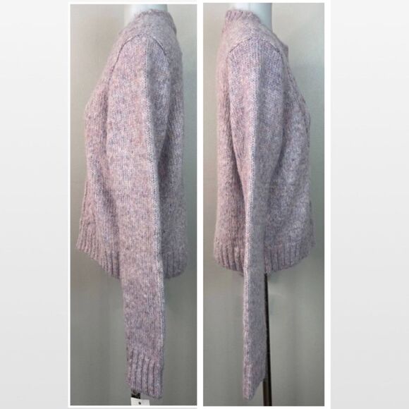 New Purple & Pink Cable Chunky Knit Cropped Pullover Sweater - Picture 9 of 16